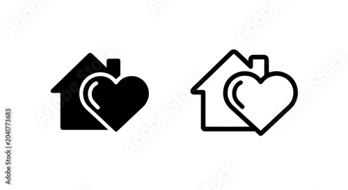 House with Heart Icon for Home Care, Family Health, Love, and Wellness, Simple Vector Graphic.