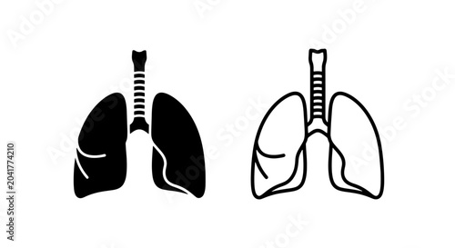 Obraz na płótnie Human Lung and Trachea Icons Illustrating the Respiratory System and Breathing F