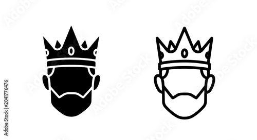 Fotografi Royal bearded king avatar icons in silhouette and line art style representing au