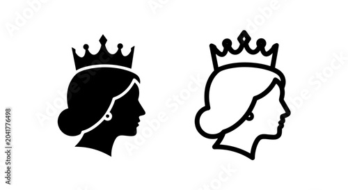 Foto Elegant side profile of a queen with a crown and bun hairstyle in silhouette and