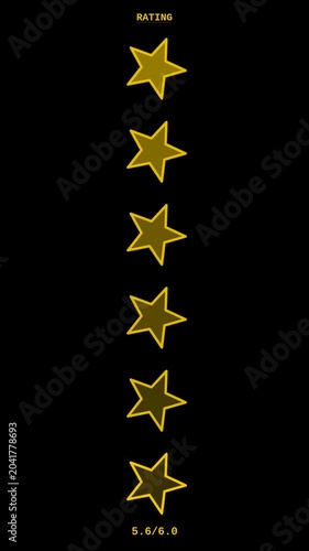 Gold rating HUD stars vertical animation performance overlay for mobile reviews
