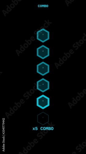 Cyan combo HUD vertical animation performance overlay for mobile gaming
