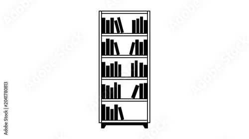 Schilderij op canvas A black and white illustration of a bookshelf.