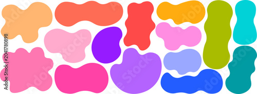 Foto Colorful organic blob shape collection with wavy liquid splash shapes for abstra