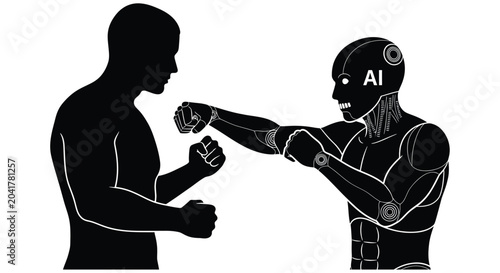 Photos Human versus artificial intelligence a symbolic depiction of conflict