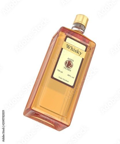 12 year old whisky bottle on transparent background