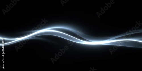 Abstract Blue Smoke Background with Glowing Light Waves, Energy Motion, Dark Space and Digital Illustration Design