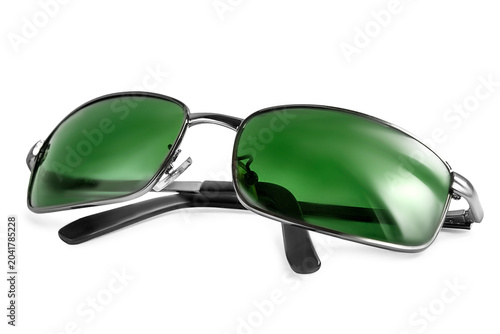 Green sunglasses isolated