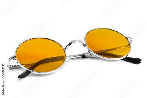 Yellow eyeglasses isolated