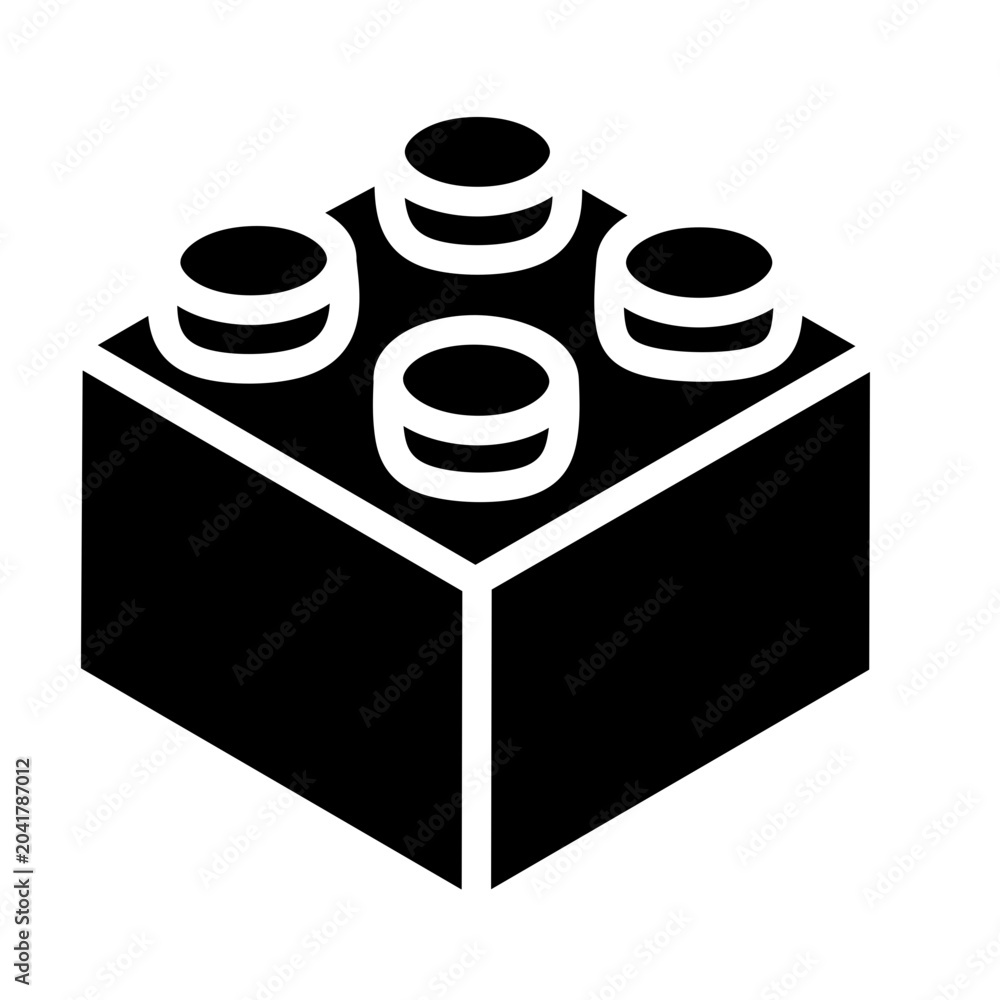 Naklejka premium Isometric toy brick silhouette icon