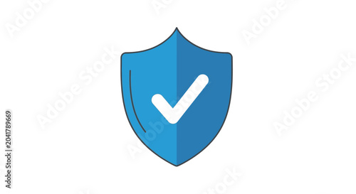 Bild auf Leinwand Shield with checkmark icon flat vector illustration on white background