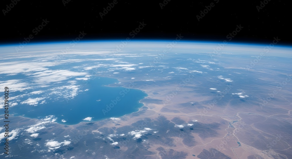 Fototapeta premium Aerial view of earth coastline and desert