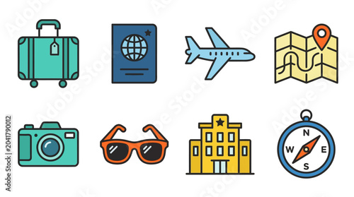 Fotografija Travel icons for vacation planning.