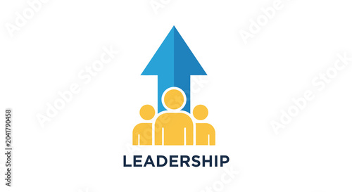 Tableau sur toile Leadership Icon With People Figures And Upward Arrow Flat Vector Graphic