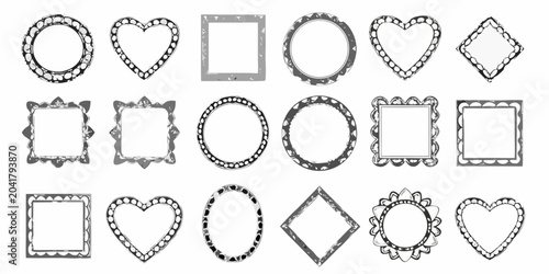 Fotografia collection of vintage silver ornate frames on white background picture frame bor
