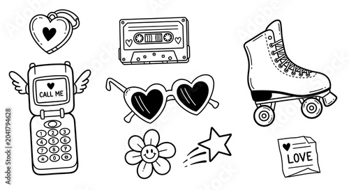 Retro and symbols for tattoos isolated on a transparent background