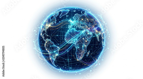 Fotografie Digital Globe with Glowing Network Connections Representing Global Connectivity