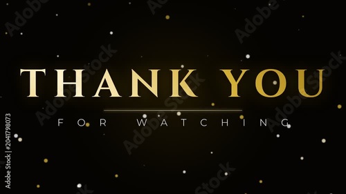 Elegant Golden Thank You for Watching Text Animation on Black Space