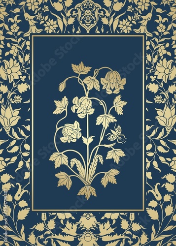 wedding card design, paisley floral pattern , India	