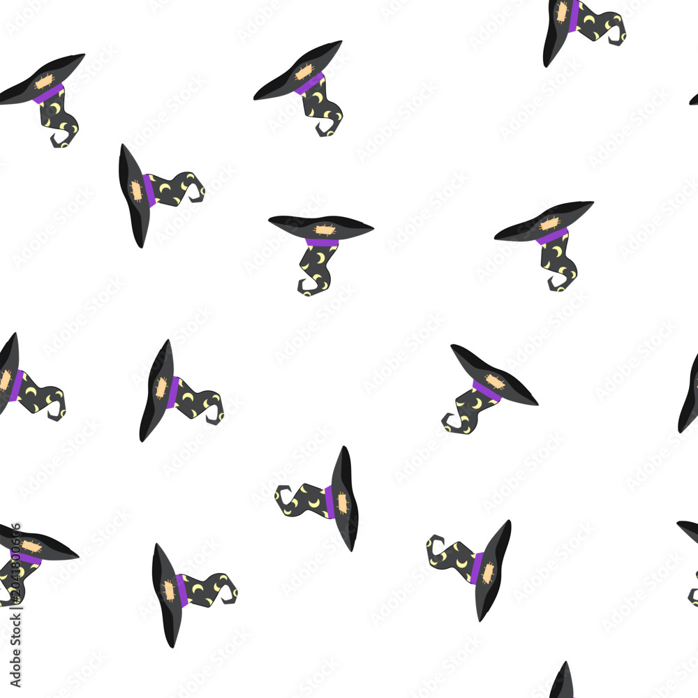 Obraz premium pattern object wizard hat cartoon. sorcery black, warlock decoration, holiday magical object wizard hat sign. seamless symbol vector illustration