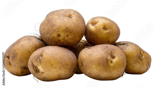 Tableau sur toile Pile of fresh raw potatoes with brown skin and eyes