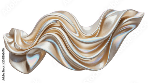 Iridescent champagne silk fabric with dynamic flowing waves and subtle color shifts