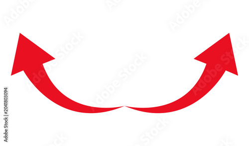 Foto Curved Double Arrow Vector Divergence and Expansion Symbol A simple illustration