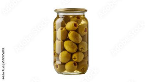 Konstfotografi Jar of green olives in brine