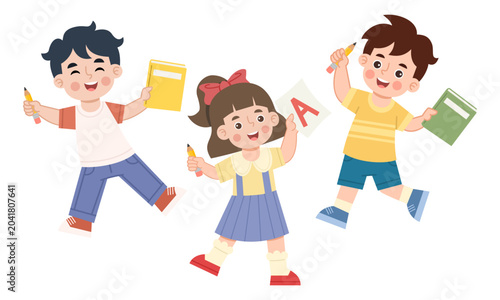Happy kids back to school illustration