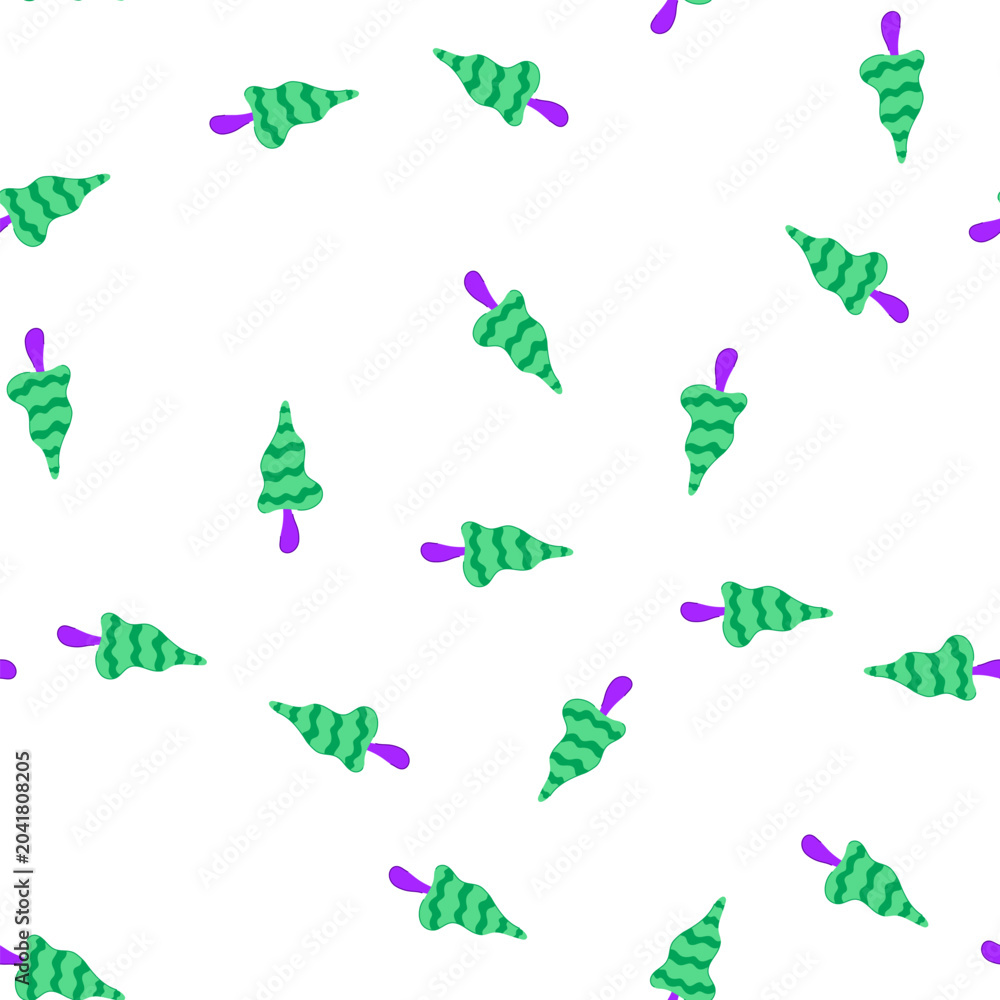 Obraz premium pattern stylized abstract mushroom featuring a wavy green cap with darker stripes and a vibrant purple stem, creating a playful, psychedelic, and retro cartoon aesthetic