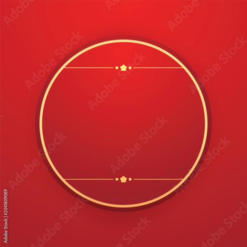Happy Chinese new year 2027. Chinese new year banner for show product. Greeting card. China frame with lantern on red background.