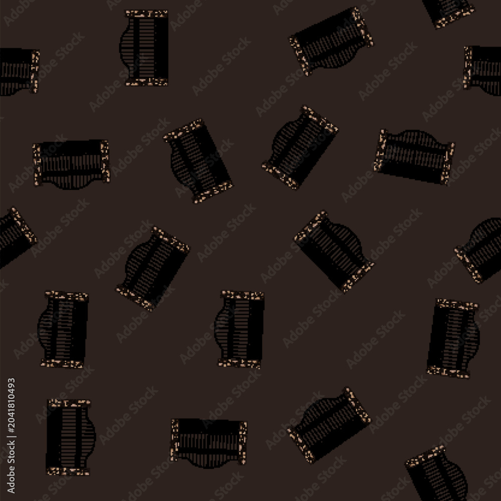 Naklejka premium seamless pattern Ornate wrought iron gate forming a protective barrier and entrance, featuring decorative scrollwork and supported by rustic stone pillars on a white background