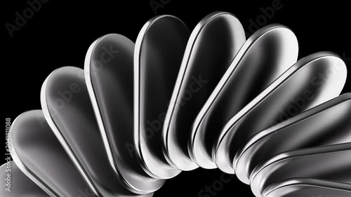 Abstract metallic geometric figure background video, 3d rendering.