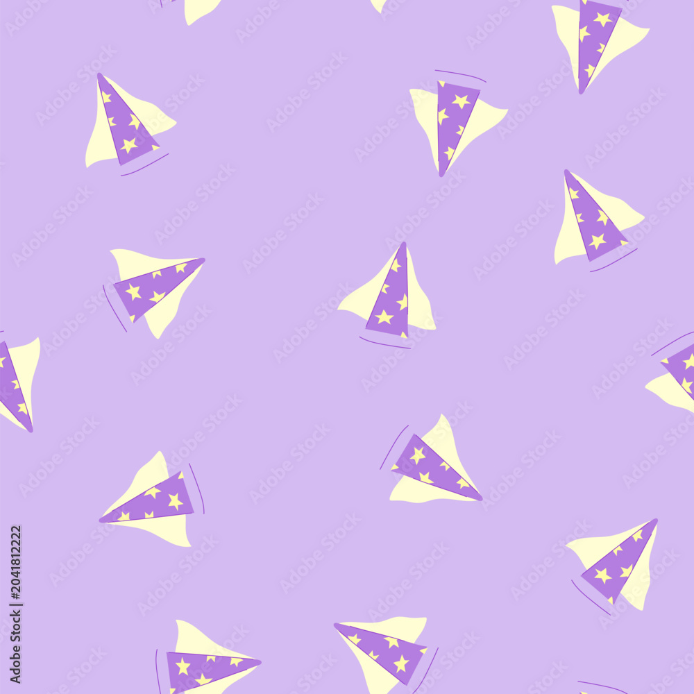 Obraz premium pattern fantasy wizard hat cartoon. object sorcery, black warlock, decoration holiday fantasy wizard hat sign. seamless vector illustration