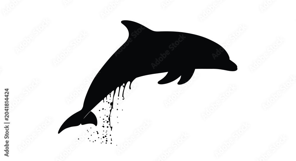 Obraz premium dolphin silhouette on white background animal marine