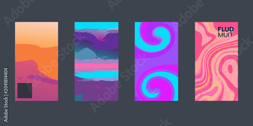 Bilde på lerret set of four fluid gradient backgrounds vector illustration abstract colorful swi