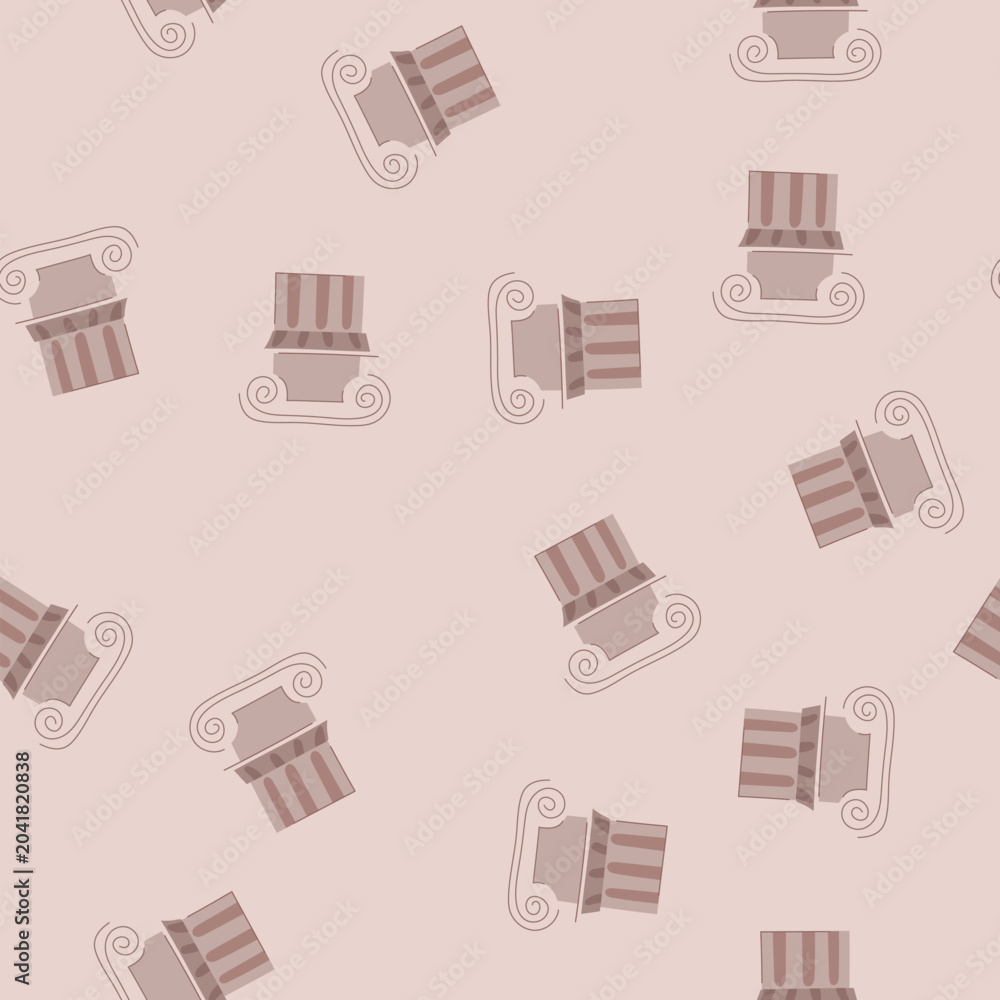 Naklejka premium pattern pillar column ancient cartoon. roman antique, building architecture, greece rome pillar column ancient sign. seamless vector illustration