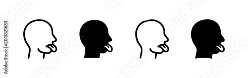 Foto Four profile head icons with tongues sticking out, representing expression or a playful gesture