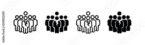 Tableau sur toile Group division icon set: People breaking apart in various styles
