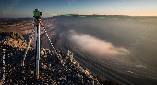 Surveying Equipment Captures Volcanic Activity at Sunrise.