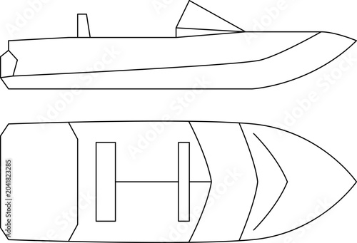 Fotografie Vector illustrations of various types and kinds of boats, motorboats, and speedboats