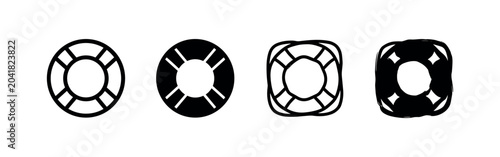 Tableau sur toile Lifebuoy and Rescue Icons Set