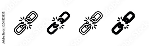Photos Broken Chain Link Icons Set