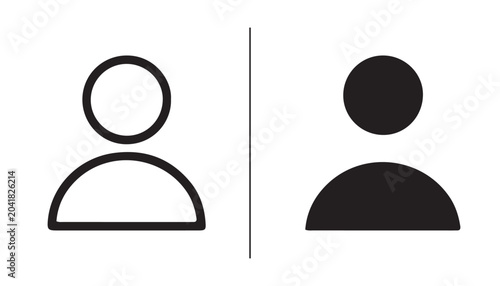 Фотография Person Icon Contrast: A simple graphic representing a person, shown as both a hollow outline and a solid silhouette, divided by a vertical line, symbolizing contrast or duality