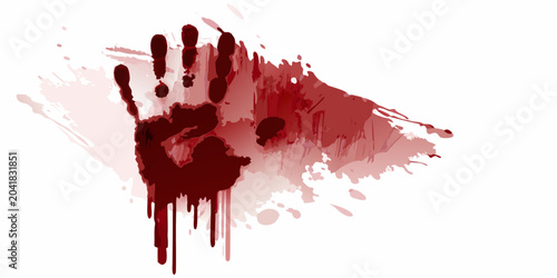 Photos bloody handprint with dripping blood on white background vector illustration gra