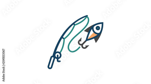 Tableau sur toile Fishing rod with lure and hook for angling.