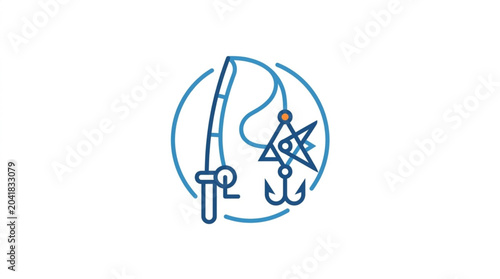 Konstfotografi Fishing Rod with Lure and Hook Icon.
