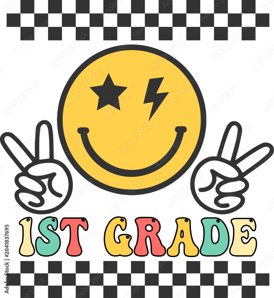 Fototapeta premium Retro 1st Grade Smiley Face Graphic