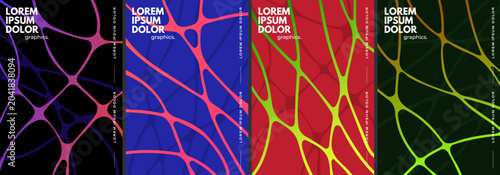 Creative posters with dynamic liquid lines. Minimalist vector templates.