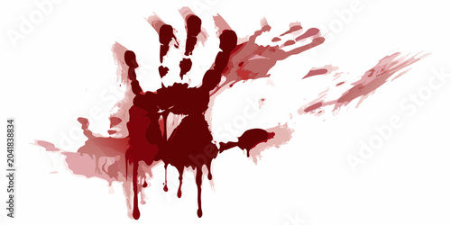 Cuadro en lienzo bloody handprint with dripping blood on white background vector illustration hor